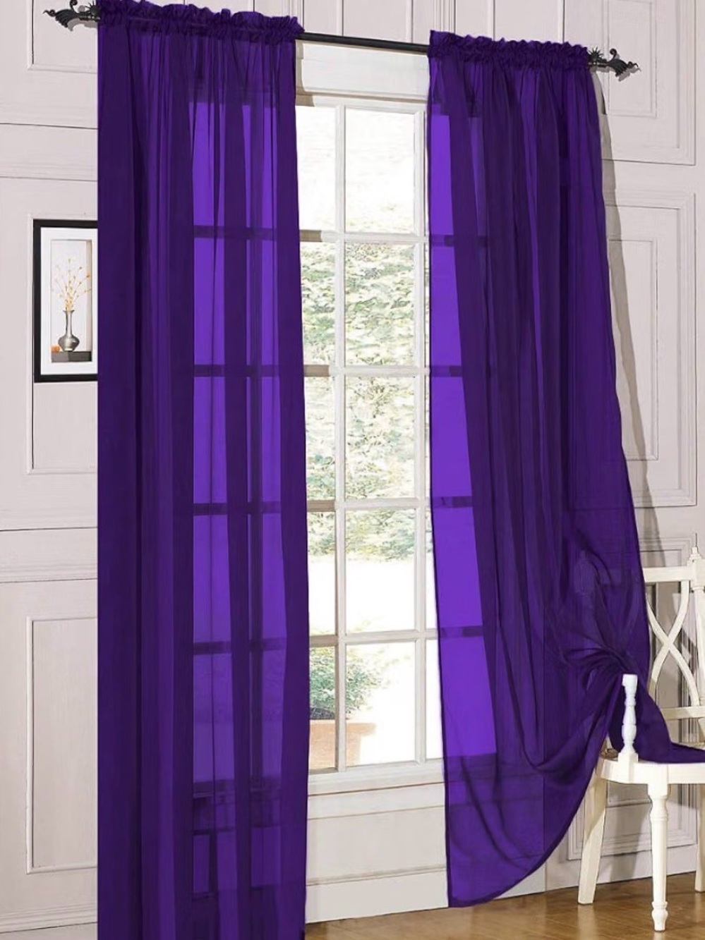 Decotex 2 Pc Sheer Voile Light Filter Rod Pocket Window Curtain Drape Set 54x54